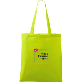 Mladá, krásná, naivní ve čtverci - Taška bavlněná - 42 x 38 cm ( Limetková )