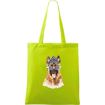 German shepherd se šátkem - Taška bavlněná - 42 x 38 cm ( Limetková )