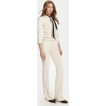 Dámské kalhoty Elisabetta Franchi Kalhoty z materiálu PA-084-51E2 Écru Regular Fit 44