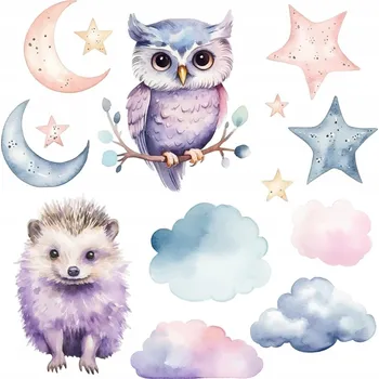 Obraz Sada Samolepek na Zeď Magická Příroda Zvířata a Noční Obloha 60x79 cm