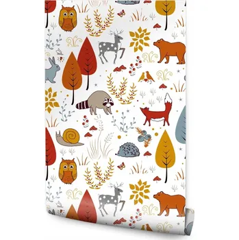 Fototapeta Tapeta do dětského pokoje zvířata lesa houby