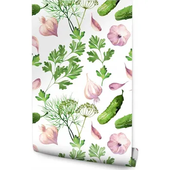 Fototapeta Tapeta zelenina okurky česnek do kuchyně a jídelny