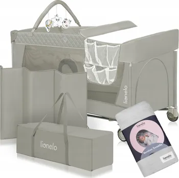 Dětská postýlka CESTOVNÍ POSTÝLKA DVOUÚROVŇOVÁ LIONELO LO-FLOWER CAPPUCCINO