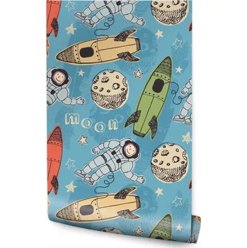 Fototapeta Tapeta do dětského pokoje planety rakety hvězdy