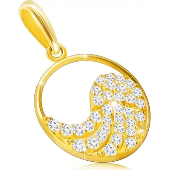 Přívěsek Přívěsek ze 14K zlata - andělské křídlo zdobené zirkony v tenkém kroužku