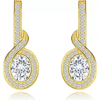 Náušnice Zlaté náušnice 14K ve tvaru slučky s oválným zirkonem