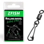 Zfish Obratlík S Karabinkou Rolling Swivel a Hooked Snap 10 ks 6/27Kg