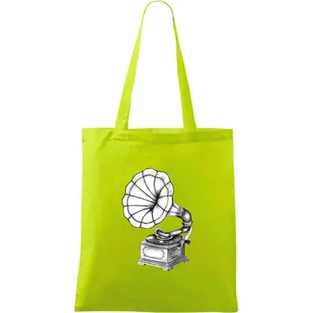 Gramofon kresba - Taška bavlněná - 42 x 38 cm ( Limetková )