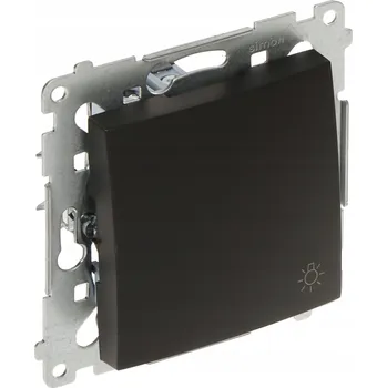 vypínač Tlačítko zapínací “světlo”, řazení 1/0, 16 AX / 230 V~, šroubové svorky, Simon 54 DS1A.01/49, černá metalizovaná