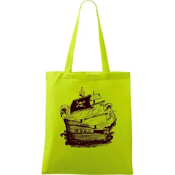 Pirátská loď malovaná - Taška bavlněná - 42 x 38 cm ( Limetková )