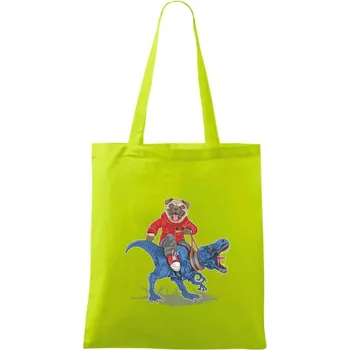 Mops a tyranosaurus - Taška bavlněná - 42 x 38 cm ( Limetková )