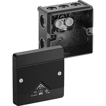 Elektroinstalační krabice SPE ABOX 025-L/SW NEW KRABICE NA OM. PRÁZDNÁ IP66 ČERNÁ 87X87X52MM 80200001