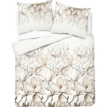 Povlečení Povlečení 160x200 Saténové Květinové Bílé Krémové Béžové 5235 A