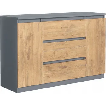 Komoda Komoda Meble Masztalerz se 3 zásuvkami a 2 dvířka, barva antracit a dub lancelot