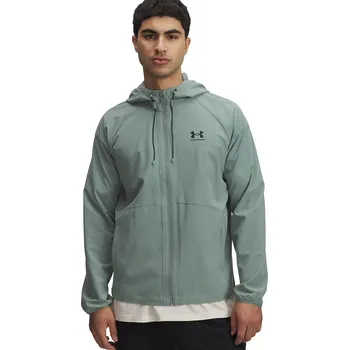 Běžecké oblečení bunda Under Armour Stretch Woven Windbreaker - Silica Green/Black XL
