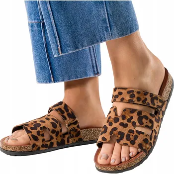 Dámské žabky NAZOUVÁKY Dámské Hnědé Nazouváky na Korkové Podrážce Profilované Suchý Zip vel. 39