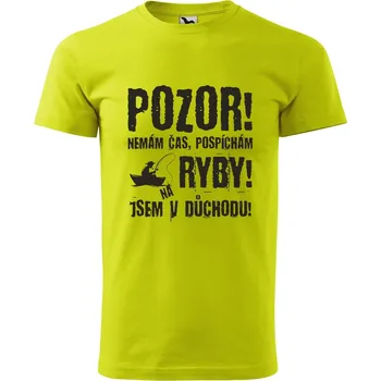 Pánské tričko DOBRÝ TRIKO Pánské tričko s potiskem Důchodce ryby Velikost: 2XL, Barva: Limetková