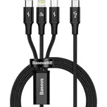 Baseus Rapid 3v1 univerzální nabíjecí a datový kabel - USB-C na USB-C / Lightning / micro USB - 1,5 m - černý