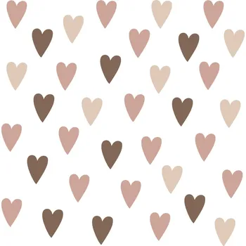 Obraz Nálepky Na Zeď pro děti Béžové Pastelové SRDÍČKA Srdce SADA
