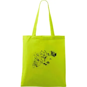 Nákres stará CRT televize - Taška bavlněná - 42 x 38 cm ( Limetková )