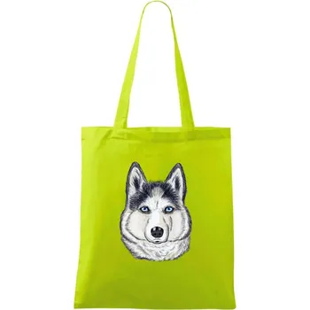 Husky hlava - kreslený - Taška bavlněná - 42 x 38 cm ( Limetková )