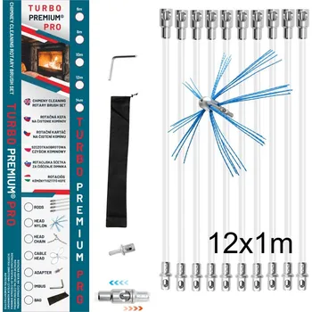Čistič komínů Rotační kartáč na čištění komína TURBO Premium® PRO - 12m