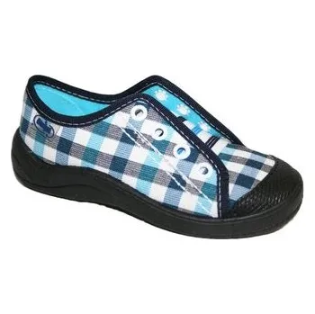 Dívčí tenisky 246X007 25 - tenisky bez tkaniček, modrá kostka S 246X007_29