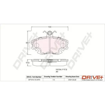 Brzdová destička Sada brzdových destiček, kotoučová brzda Dr!ve+ DP1010.10.0979