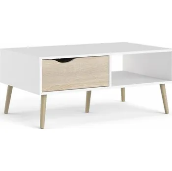 Konferenční stolek Textilomanie OSLO 75384 98,7x60,2x43,3 cm DTD laminovaná bílá/dub sonoma