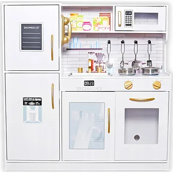 Dětská kuchyňka KUCHYŇKA PRO MALÉHO KUCHAŘE MASIVNÍ VELKÁ s kuchyňským příslušenstvím a LED osvětlením