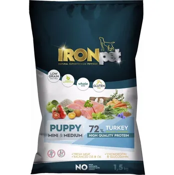 Krmivo pro psa IRONpet Dog Puppy Mini & Medium Turkey (Krocan) 1,5 kg