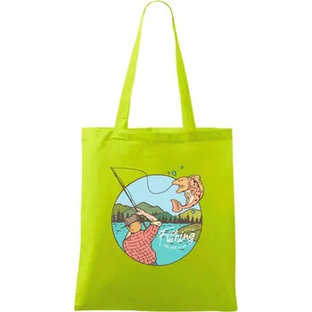 Fishing ovál - Taška bavlněná - 42 x 38 cm ( Limetková )