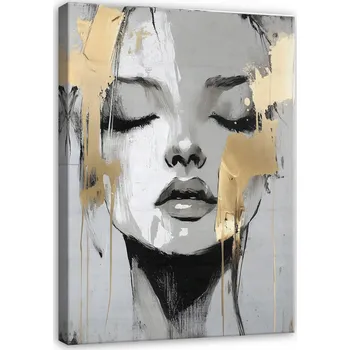 Obraz OBRAZ DO LOŽNICE OBÝVÁKU ŽENA TVÁŘ GLAMOUR NA PLÁTNĚ NA ZEĎ 60x40