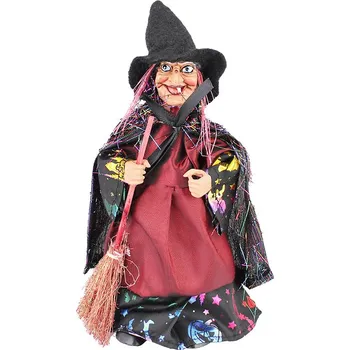 Čarodějnice s koštětem 20cm (Dekorace na Halloween čarodějnice)
