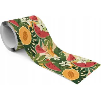 Fototapeta Samolepicí Ozdobný Pásek Bordura TROPIKALNE OWOCE Listy Do Kuchyně