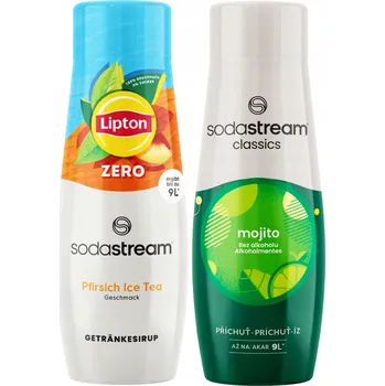 Sirup pro výrobník sody 2x Sirup SodaStream Lipton Ice Tea Broskev Zero Bez Cukru + Mojito