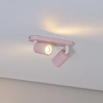 Lampička TK Lighting Stropní bodové světlo Livia, růžové, 35 cm, 2-bodové, kov, GU10 růžová 2 x 10 W LED - Doprava zdarma