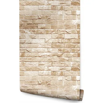 Tapeta Tapeta na zeď béžová imitace cihly 3D efekt