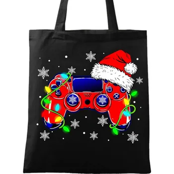 Bavlněná taška Vánoční Herní ovladač (Barva: Černá)