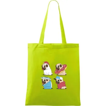 Mops v převleku - Taška bavlněná - 42 x 38 cm ( Limetková )