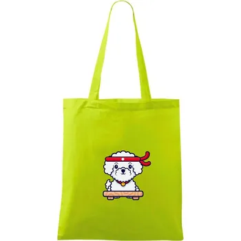 Bišonek karatista - Taška bavlněná - 42 x 38 cm ( Limetková )