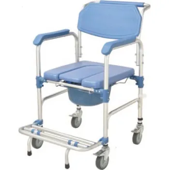 Lékařský nábytek Toaletní křeslo, pojízdné, modrá barva (Sprchové potreby)