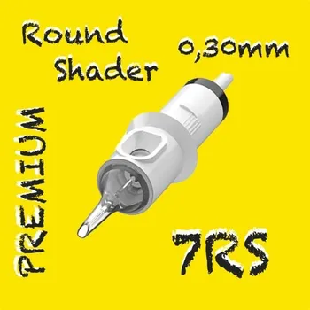 Tetování 7RS PREMIUM CARTRIDGE 0,30MM ROUND SHADER 1KS N2 TETOVACÍ JEHLY