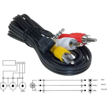 Audio kabel Kabel redukce 3.5mm jack 4 polový / 3xCINCH 2xAudio+Video 1.5m