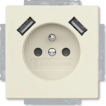 Elektrická zásuvka ABB FUTURE SOLO 2CKA002017A1889 ZÁSUVKA 1NÁSOBNÁ S KOLÍKEM S CLONKAMI S NABÍJENÍM 2X USB-A SLONOVÁ KOST