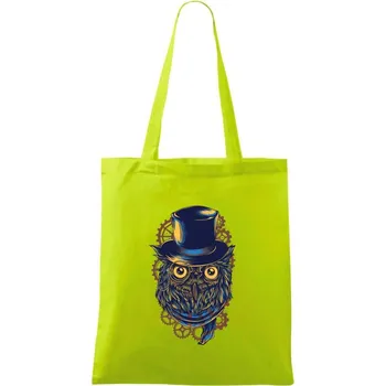 Steampunková sova - Taška bavlněná - 42 x 38 cm ( Limetková )