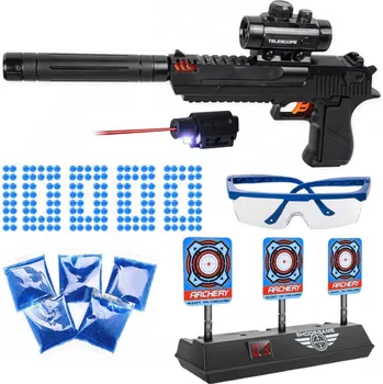 GELOVÁ PISTOLE GLOCK AUTOMATICKÁ - Zaměřovač, Brýle, 10000 Kuliček, Terč