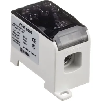 Distribuční blok MOREK OJL 200A vstup 1xAl/Cu70mm², výstup 6xCu 16mm² MAB1201S10 šedá