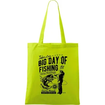 Big Day of Fishing - Taška bavlněná - 42 x 38 cm ( Limetková )