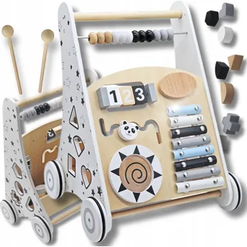 Hračka pro nejmenší CHODÍTKO, TŘÍDIČ, KREATIVNÍ, SENZORICKÉ + xylofon pro dítě na hraní, hnědé